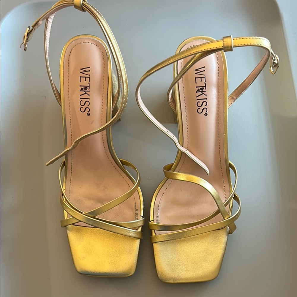 Gold Strappy Women's Sandals
